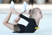 Young gymnast during training