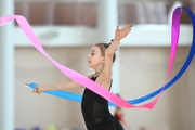 Elvira Belyaeva during an exercise with a ribbon