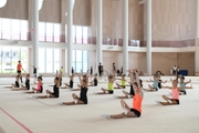 Gymnasts during practice at the training camp in the Academy