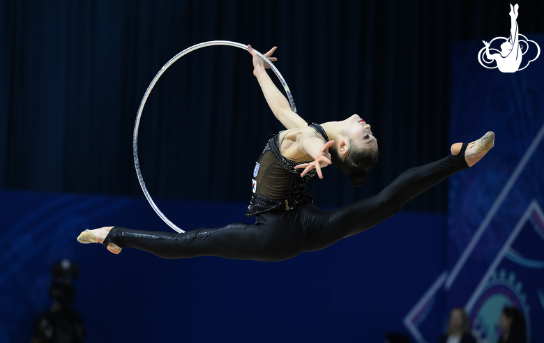 Eunchae Seo during an exercise with hoop