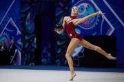 Mariia Borisova during an exercise with ball