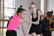 Gymnasts during class in the Academy choreography hall