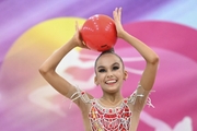 Eva Chugunova during an exercise with a ball