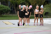 Young gymnasts during outdoor training