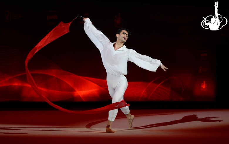 The Mariinsky Theater ballet dancer Aaron Osawa-Horowitz during the opening ceremony of the international tournament