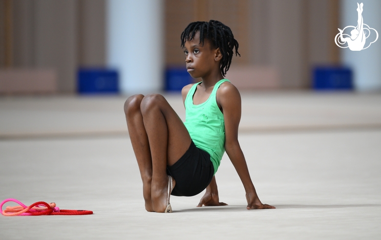 Gymnast Nkenko Sita Davina Chanselvi from the Republic of Congo during the hoop exercise