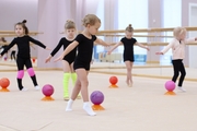 Young gymnasts during the workout