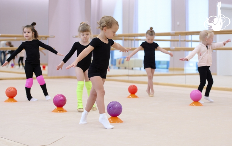 Young gymnasts during the workout