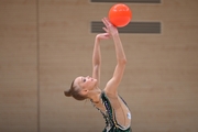 Kristina Voitenko during an exercise with a ball at a control training session