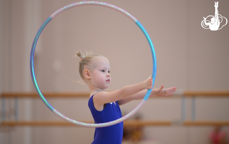 A young gymnast during the qualifying rounds