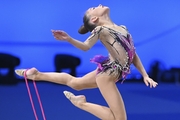 Ksenia Savinova  during an exercise with a jump rope