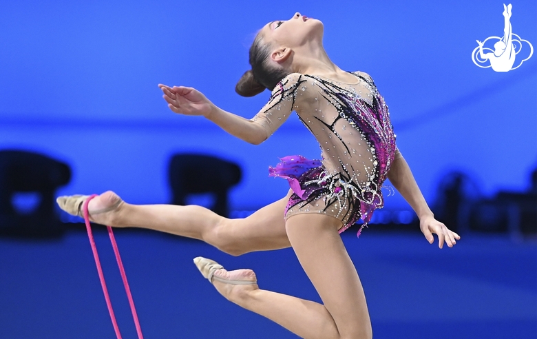 Ksenia Savinova  during an exercise with a jump rope