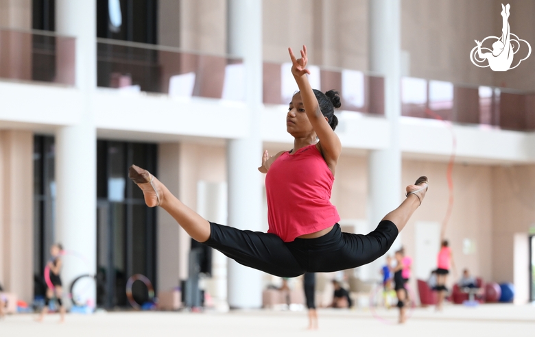 Gymnast Aryaa Nitesh Kadam during a training session