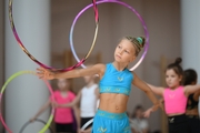 A gymnast during practice at the training camp in the Academy
