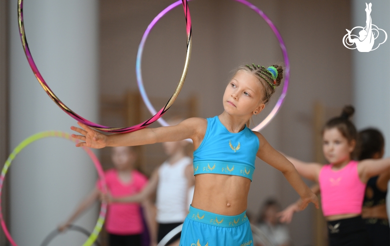 A gymnast during practice at the training camp in the Academy