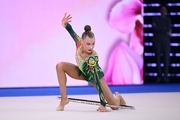 Ksenia Saliy during an exercise with a hoop