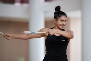 Gymnast Kimaya Karle during training
