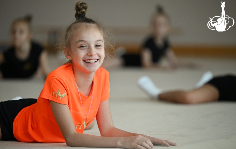 A gymnast during the workout