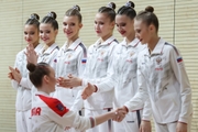 Gymnasts during the awards ceremony