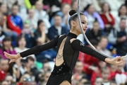 Gymnast during an exercise with a hoop