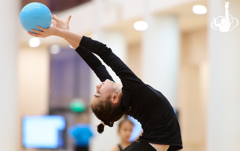 Anna Vakulenko during an exercise with a ball