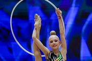 Gymnast during an exercise with a hoop