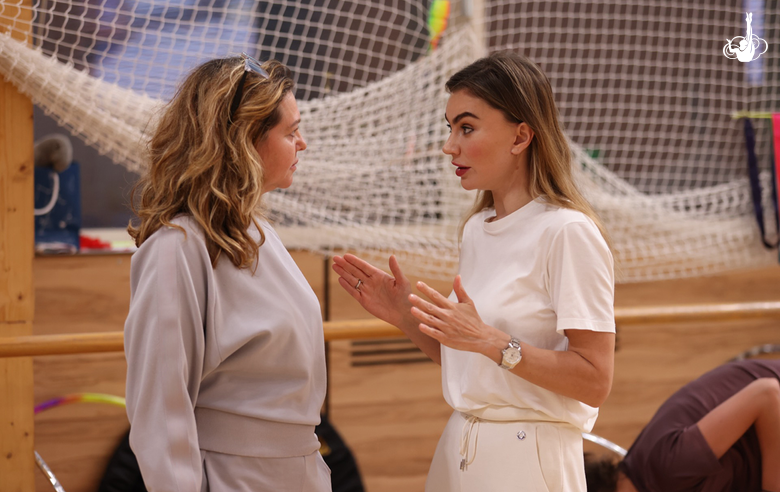 September 12, 2026. Olympic champion Alina Kabaeva and Lyaysan Savitskaya during a training session in Novogorsk