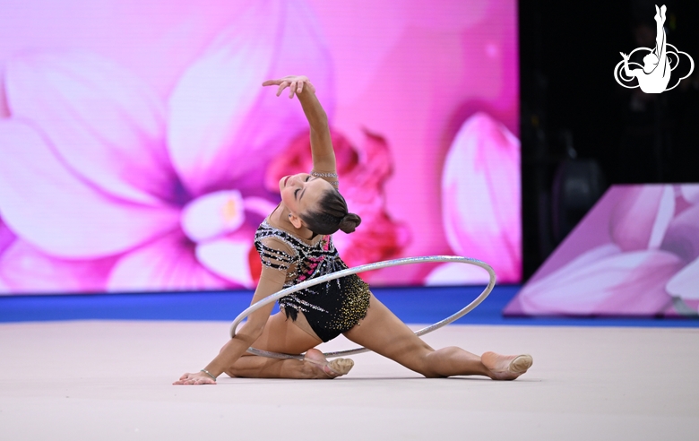Sofia Ilteryakova during an exercise with a hoop
