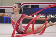 Gymnast during an exercise with a ribbon