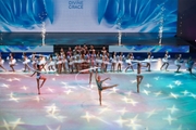 Performance by young gymnasts at the closing ceremony of the tournament