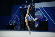 Nicole Liauta during an exercise with hoop