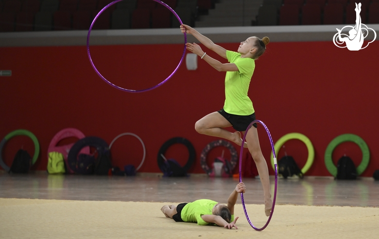 Gymnasts from Belgorod training camp at the Martial Arts Academy