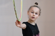 Yana Zaikina during an exercise with a hoop