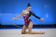 Ekaterina Sazonova during an exercise with a hoop