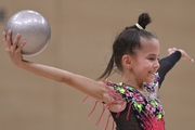 Sabina Samatova during an exercise with a ball during a control training session