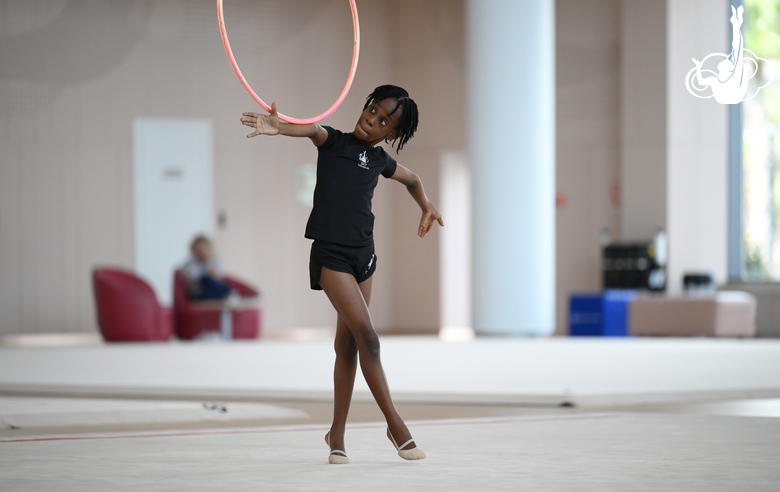 Gymnast Nkenko Sita Davina Chanselvi from the Republic of Congo during the hoop exercise