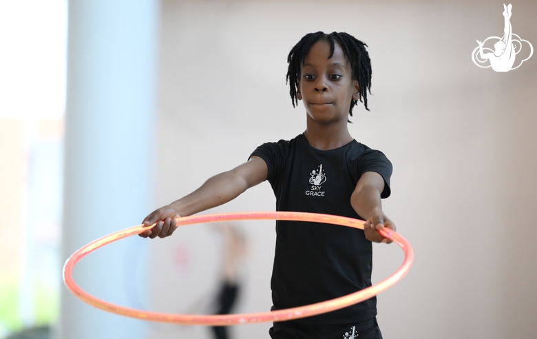 Gymnast Nkenko Sita Davina Chanselvi from the Republic of Congo during the hoop exercise