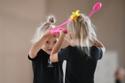 Young gymnasts during a training session