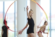 Kristina Voitenko during an exercise with a ribbon