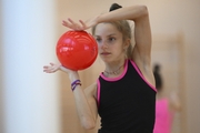 Jimena Dominguez during an exercise with the ball