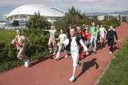 Athletes on a walk at the Olympic Park in Sochi