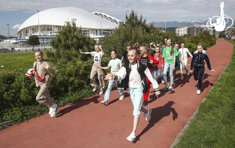 Athletes on a walk at the Olympic Park in Sochi