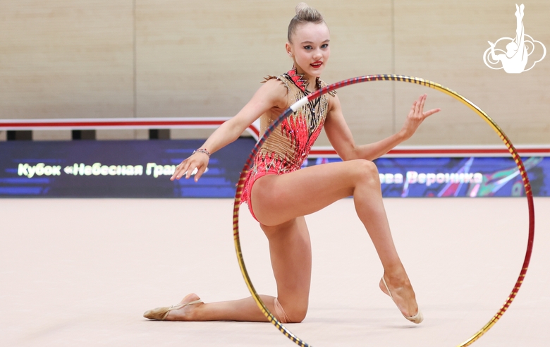 Gymnast during an exercise with a hoop