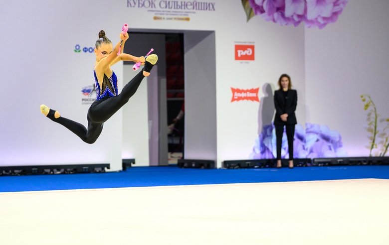 September 21, 2026. Olympic champion Alina Kabaeva during Ksenia Savinova’s performance at the third stage of the Cup of the Strongest