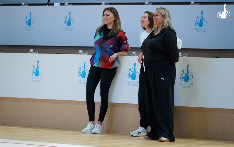 Olympic champion Alina Kabaeva and the Academy coaches during a training session