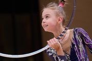 Elvira Belyaeva during an exercise with a hoop at the control training session