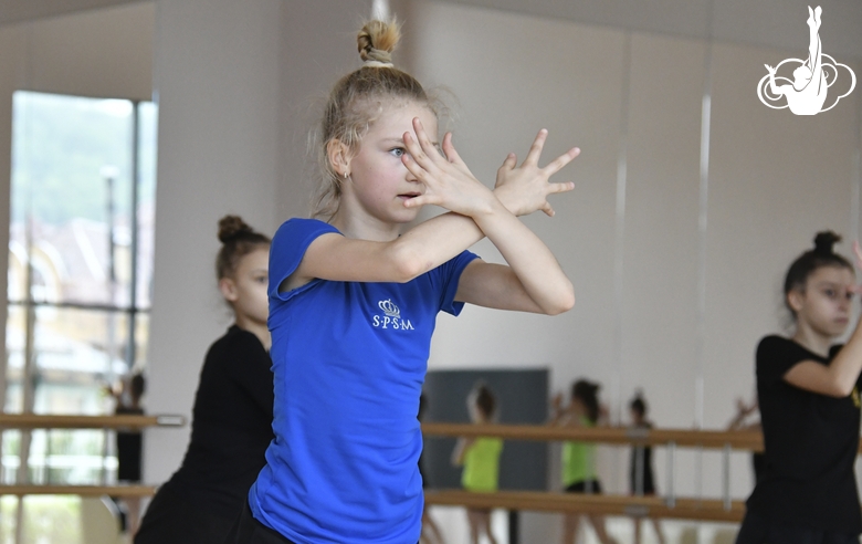 Gymnast during class at the Academy choreography hall