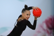 Mariia Borisova during exercise with ball