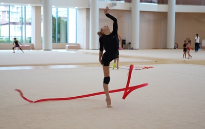 Alina Kabaeva and Mariia Borisova are working on the ending of the exercise