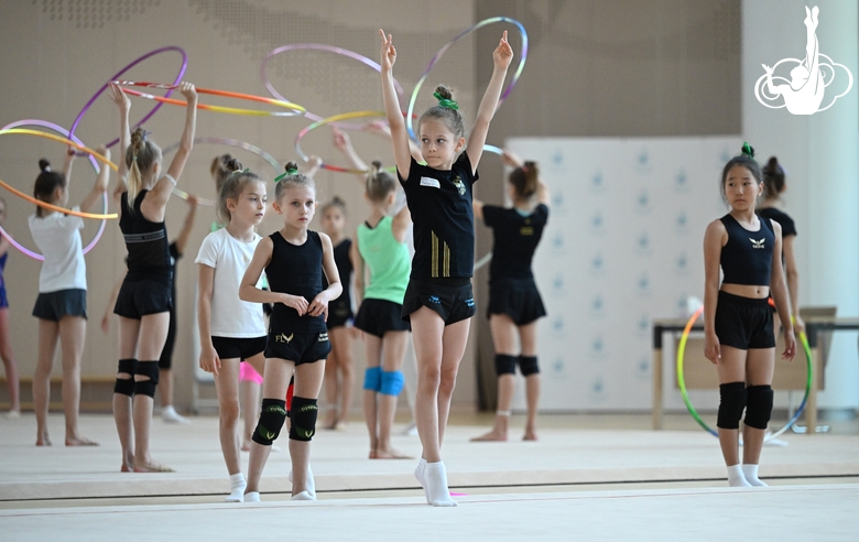 Gymnasts from the Amur Tiger society during training at the Academy